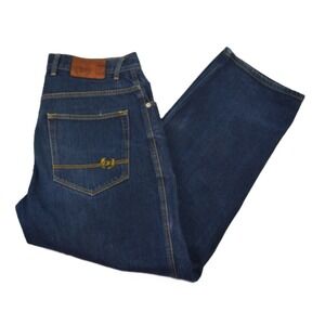 Phat Farm Mens Dark Wash Straight Y2K Wide Leg Denim Jeans Size 34x33